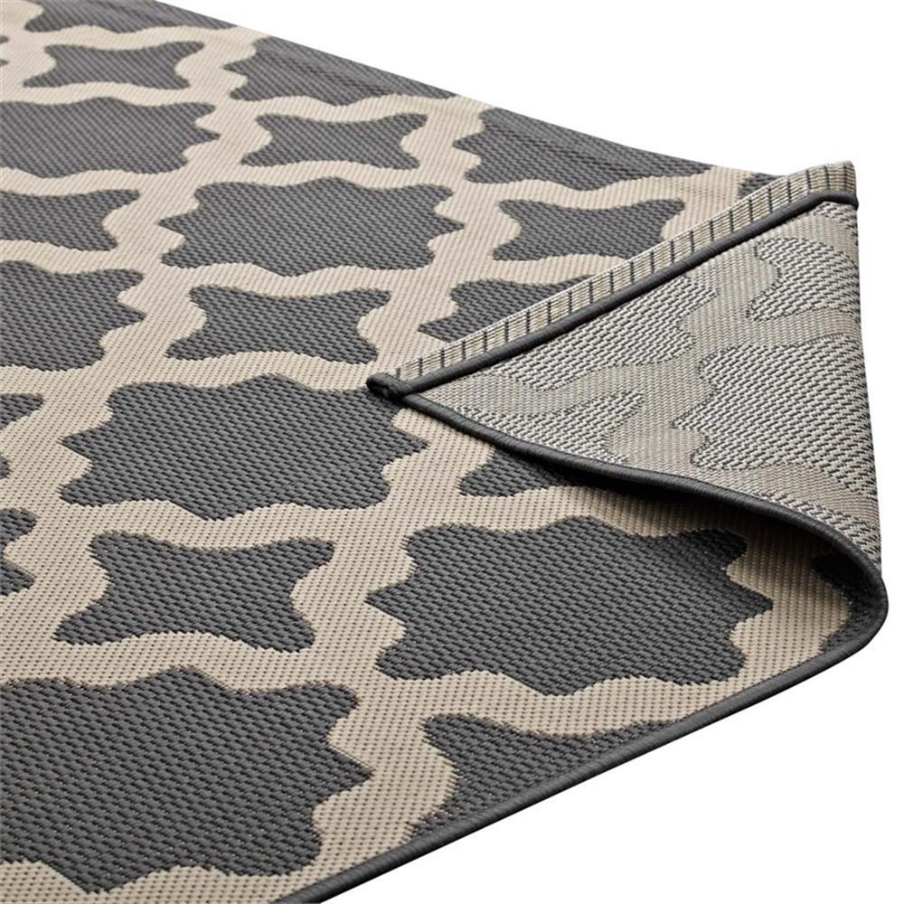 Modway Cerelia 108×143.5″ Moroccan Trellis Fabric Area Rug in Gray and Beige