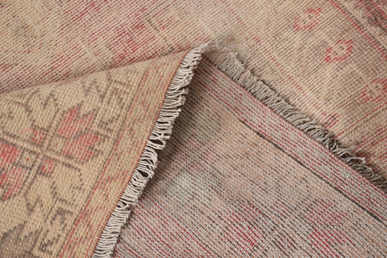 Turkish Rug, Area 4,2×8,4 ft Vintage Rug, Red Brown Striped Wool Rug