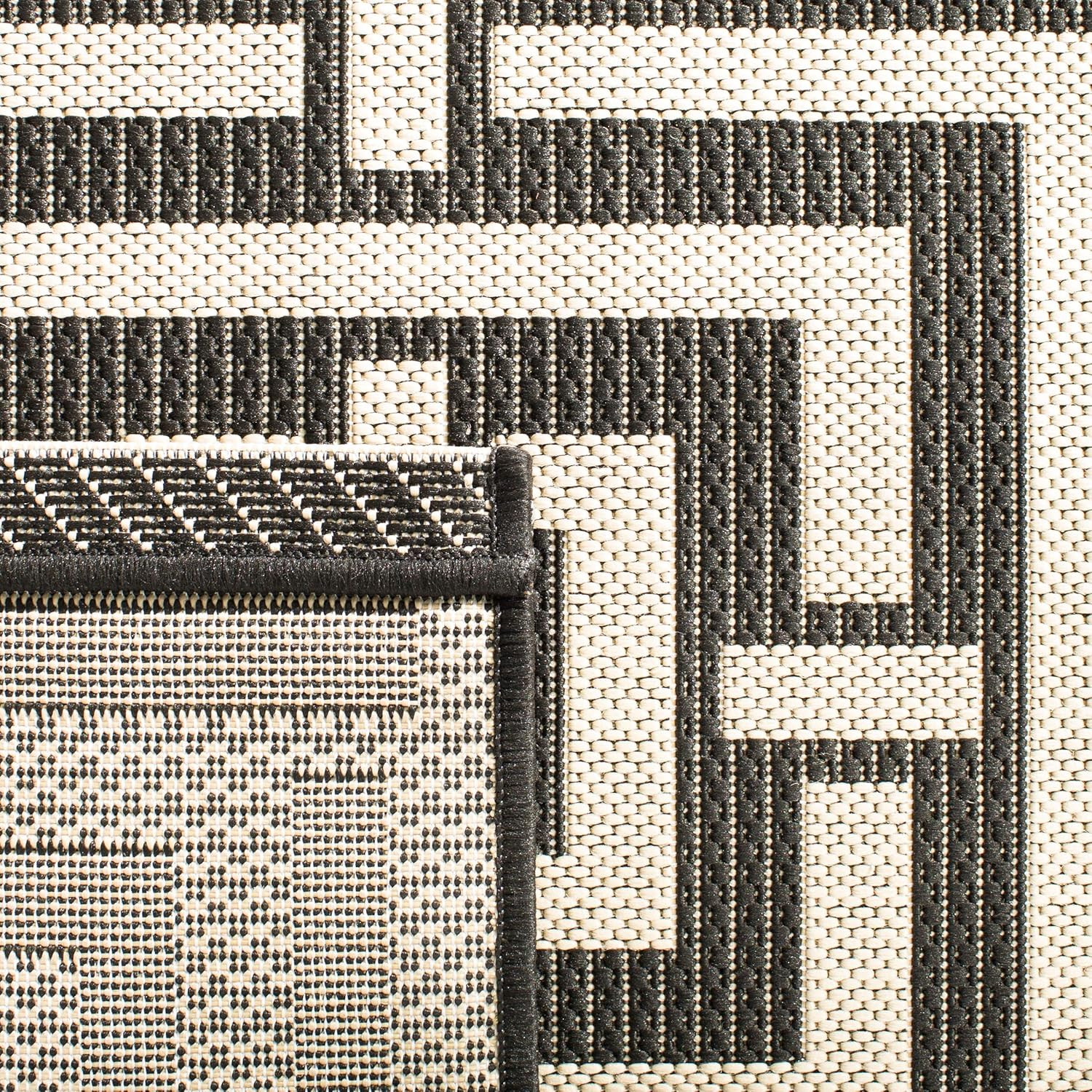 Splashproof 9′ x 12′ Black/Bone Indoor/Outdoor Area Rug for Patio & Mudroom