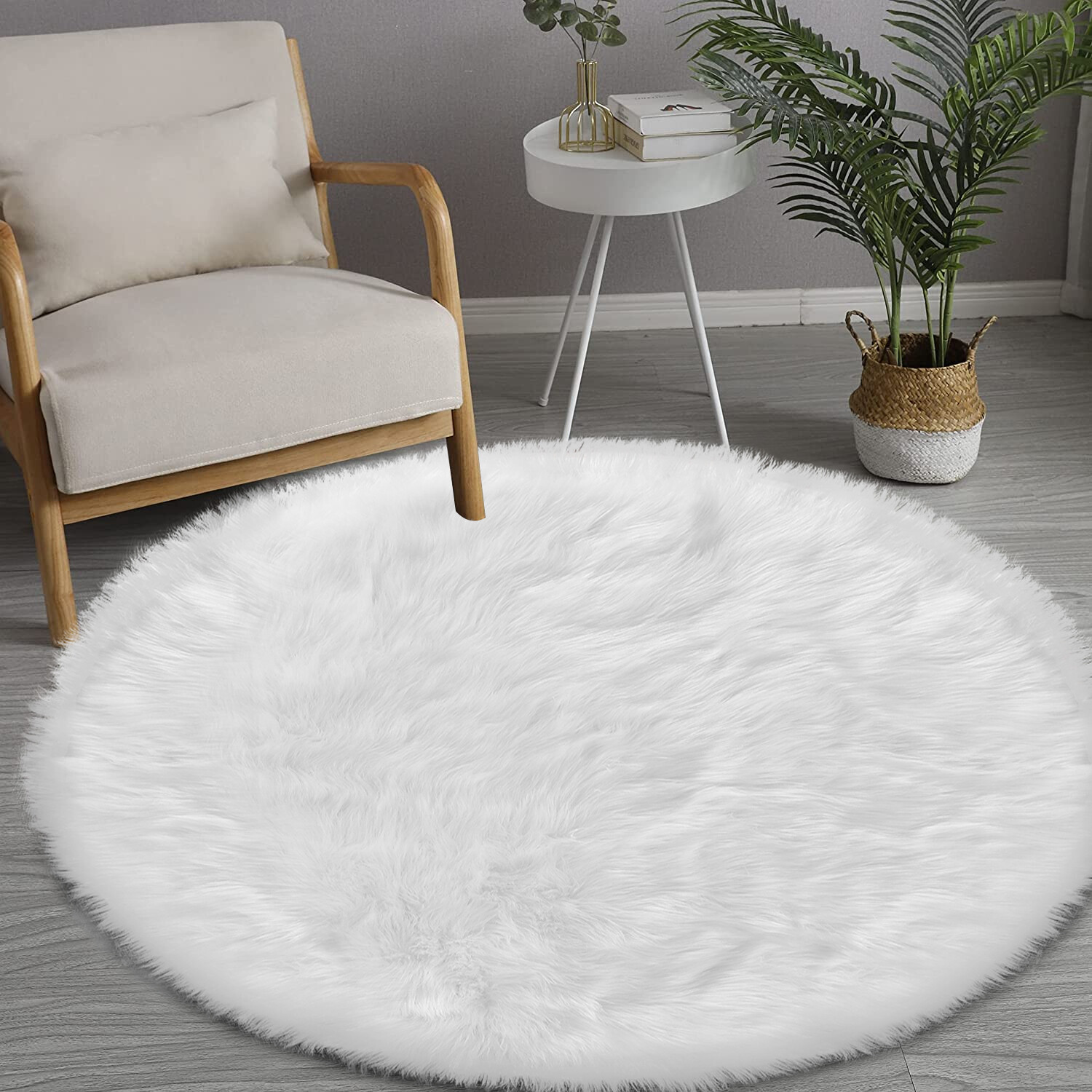 Fluffy Faux Sheepskin Shag Round Rug Super Soft Fluffy Rug Dia 3′ 4′ 5′ 6′ 6’6″