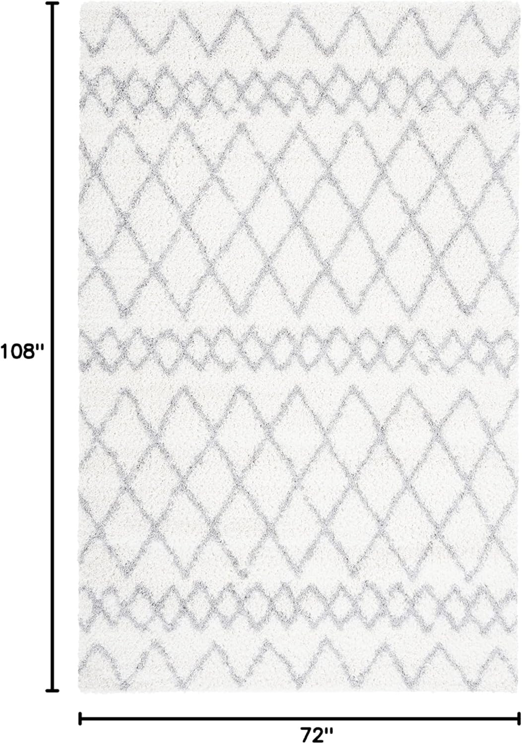 Ivory & Light Grey Berber Shag Area Rug 6′ x 9′ – Moroccan Boho Design