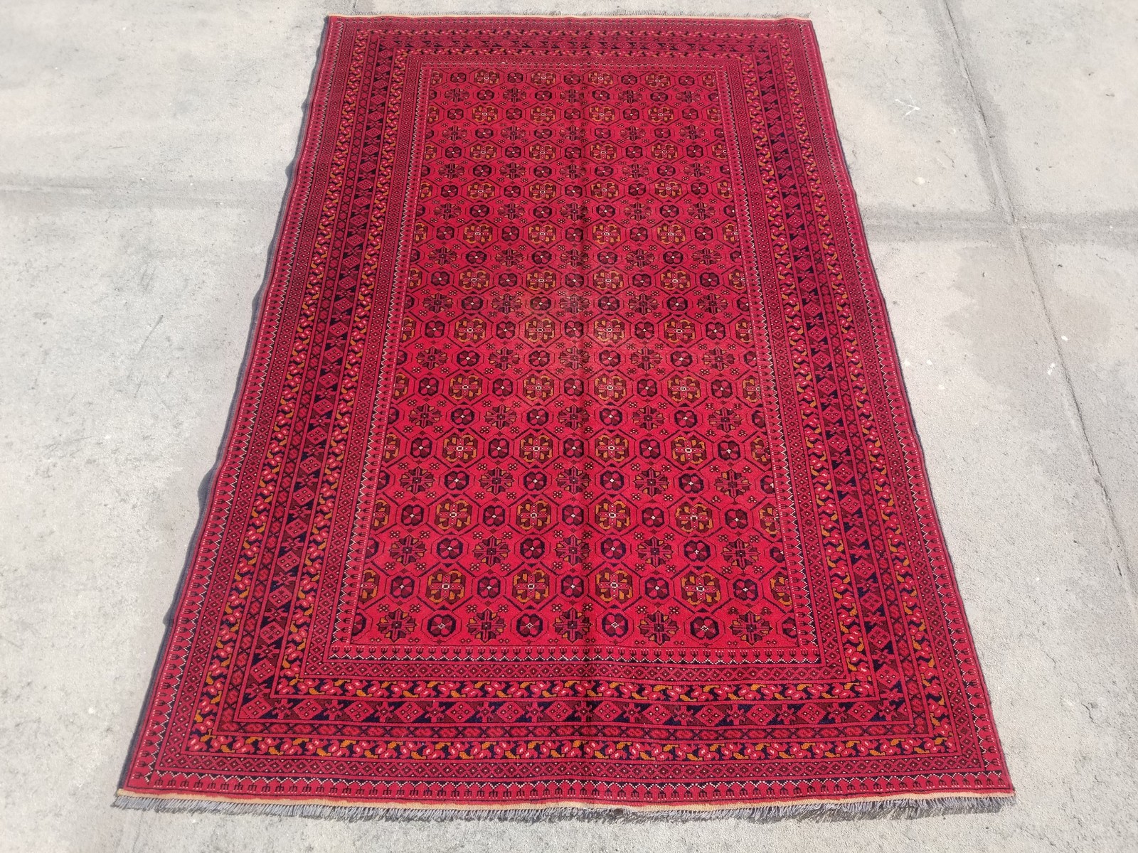 Vintage Traditional Handmade Afghan Floral Wool Rug 9.4 x 6.3 ft