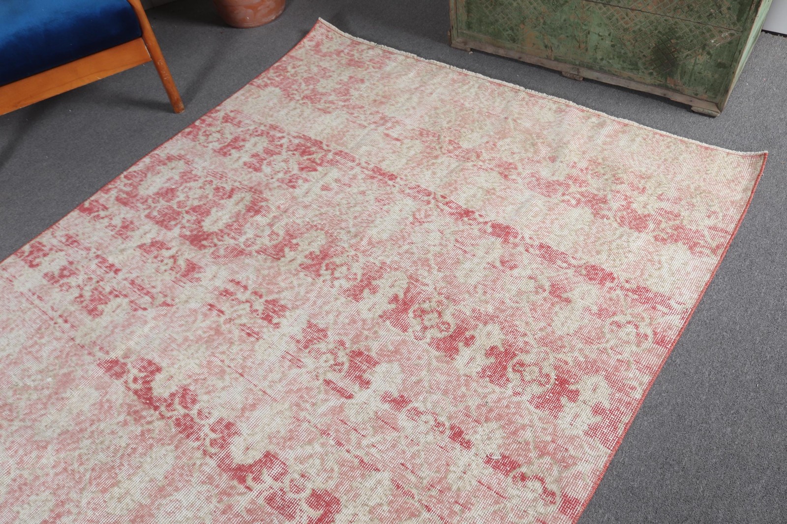 5,2×10,4 ft Large Vintage Rug, Red Ikat Turkish Rug