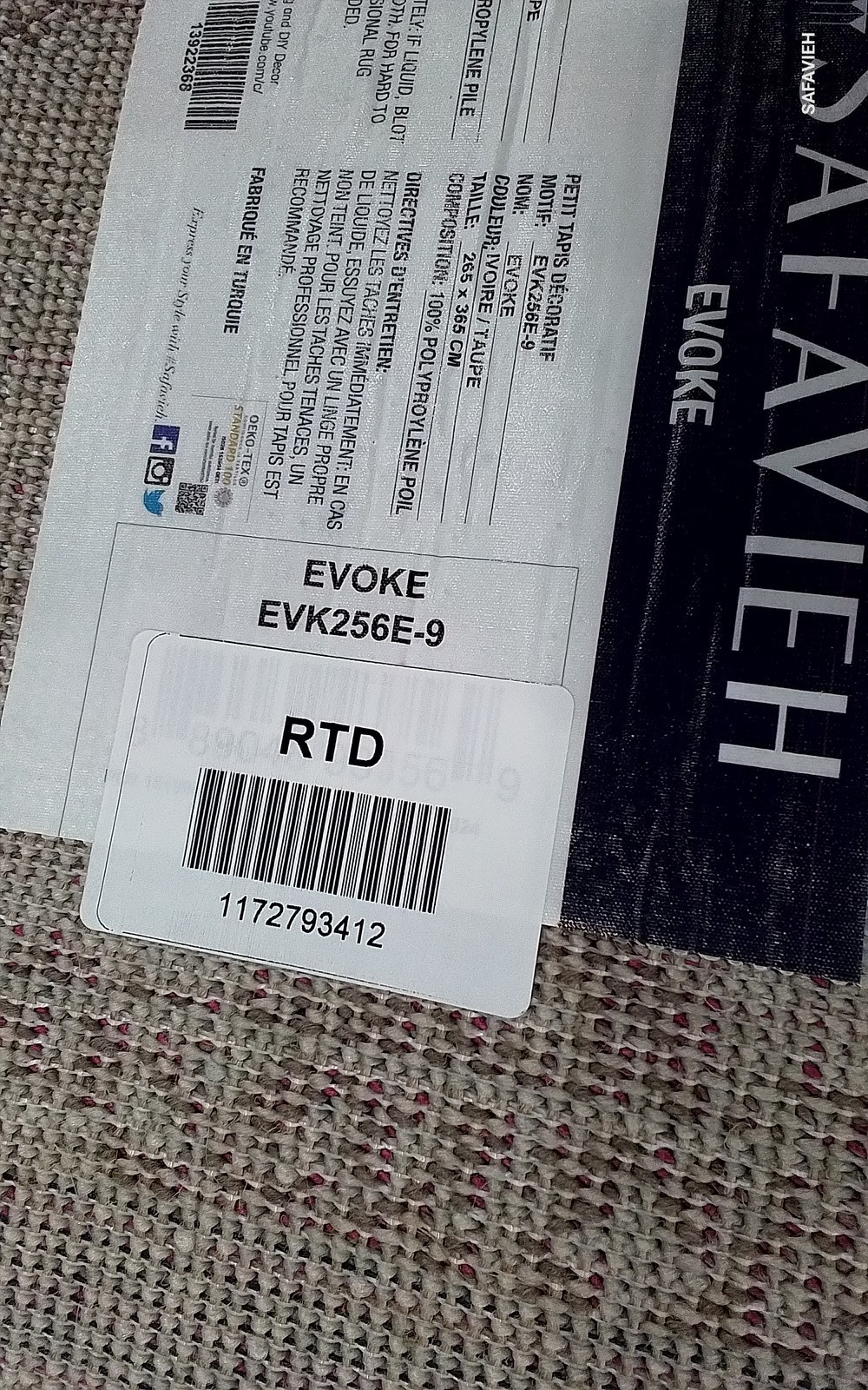 IVORY / TAUPE 9′-0″ x 12′-0″ Flaw in Rug, Reduced Price 1172793412 EVK256E-9