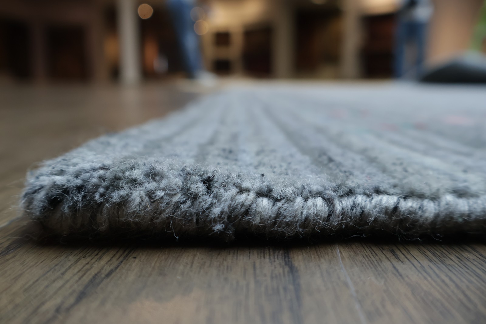 Modern Grayish Blue Area Rug 6×6 Ft Hand-Knotted Tribal Square Wool Carpet