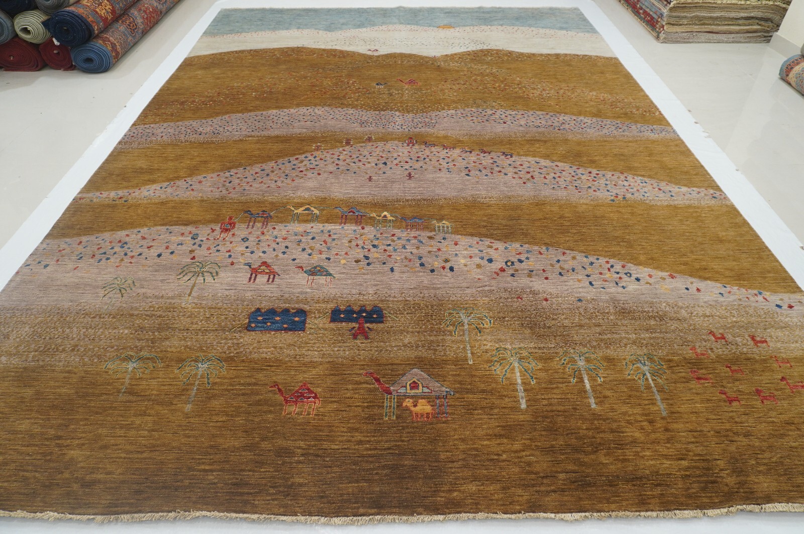 10 x 14 ft Brown Gray Gabbeh Afghan Hand Knotted Wool Tribal Landscape Rug