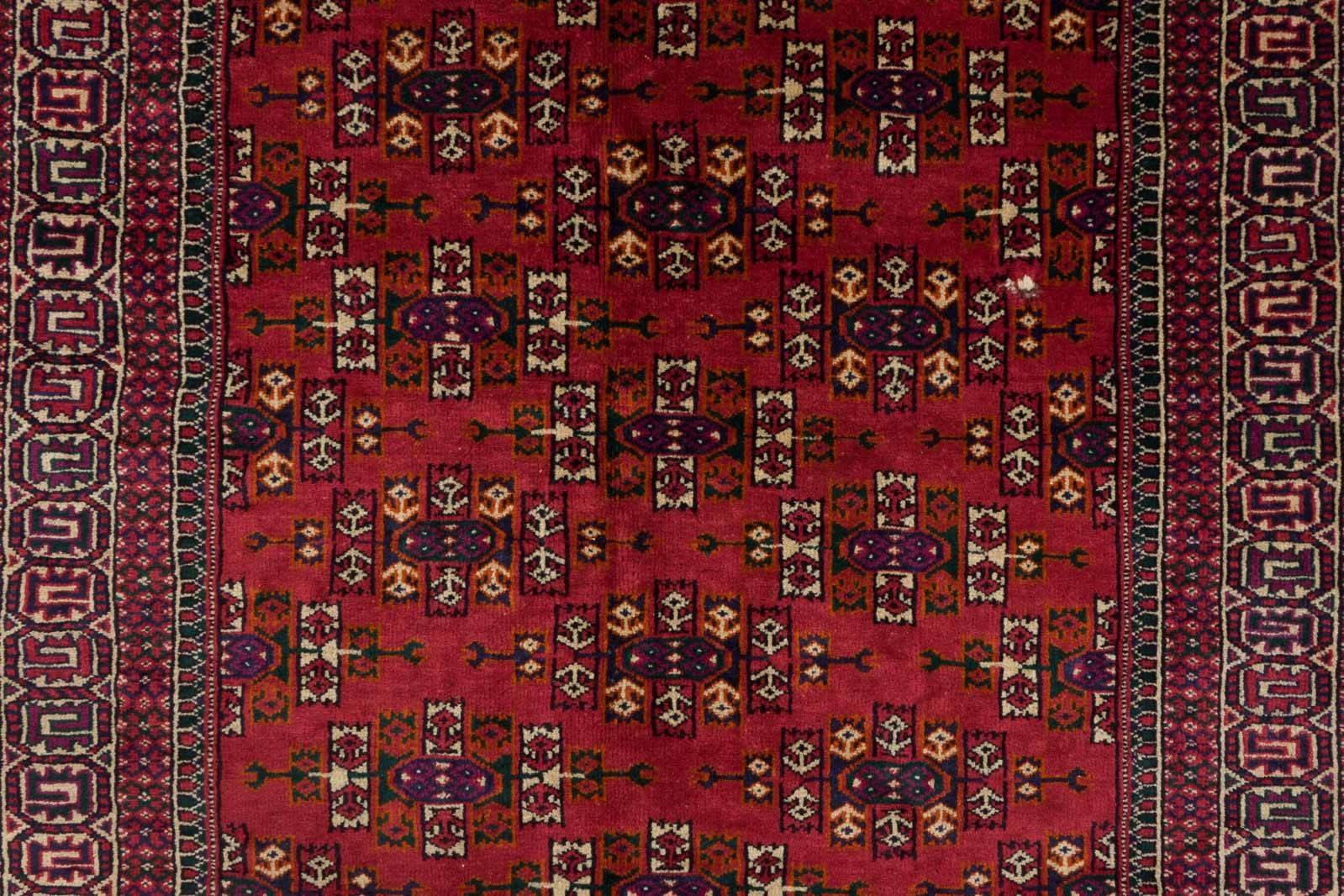 Caucasus Yamut Carpet Hand-Knotted 120×180 Red Geometric Pattern Wool