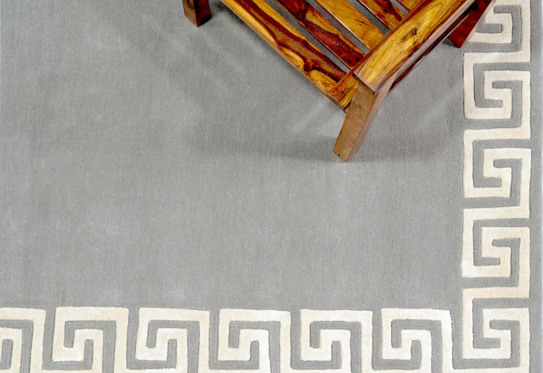 Rug Greek Key Area Living Carpet Grey Room Design Brown Wool Super Soft