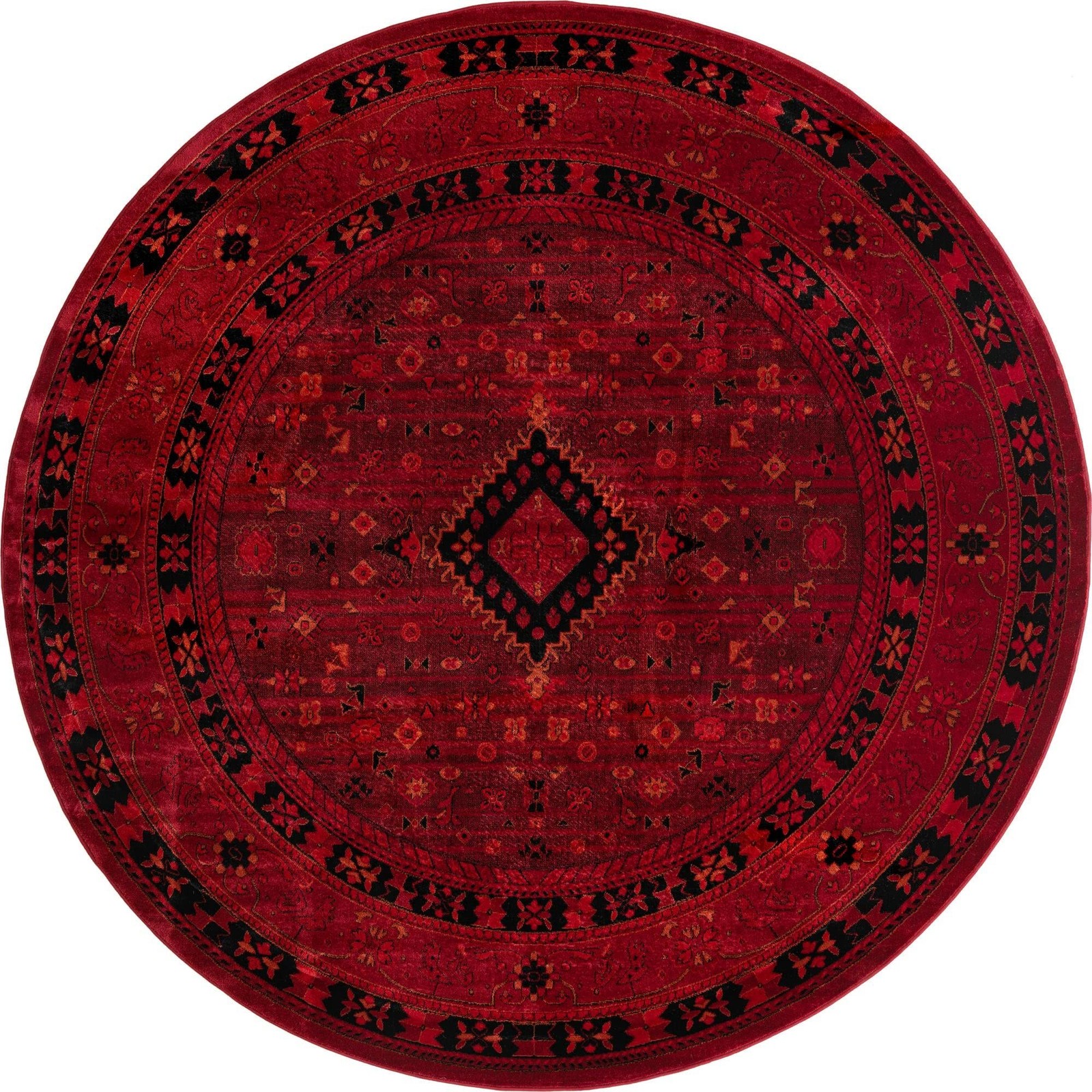 Unique Loom Tekke Collection Area Rug – 7 11 Round Red/ Black