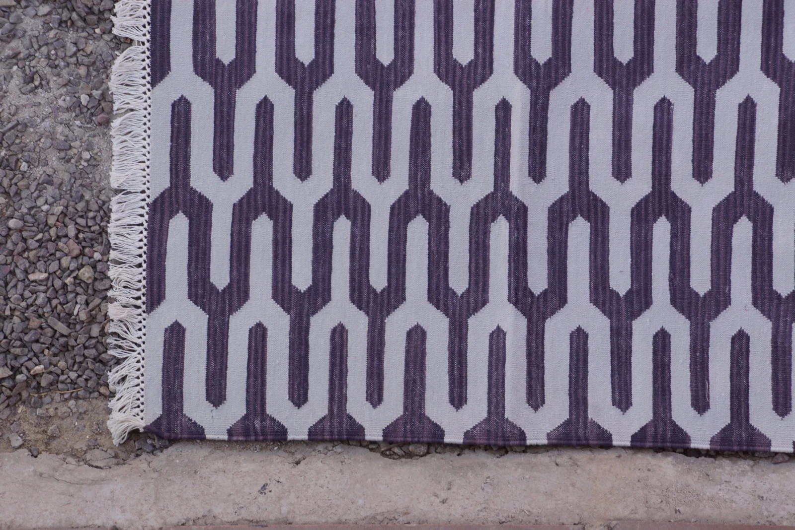 Rugmoda Cotton Indigo & Grey Geometric 4×6 ft Living Room Area Rug Handwoven