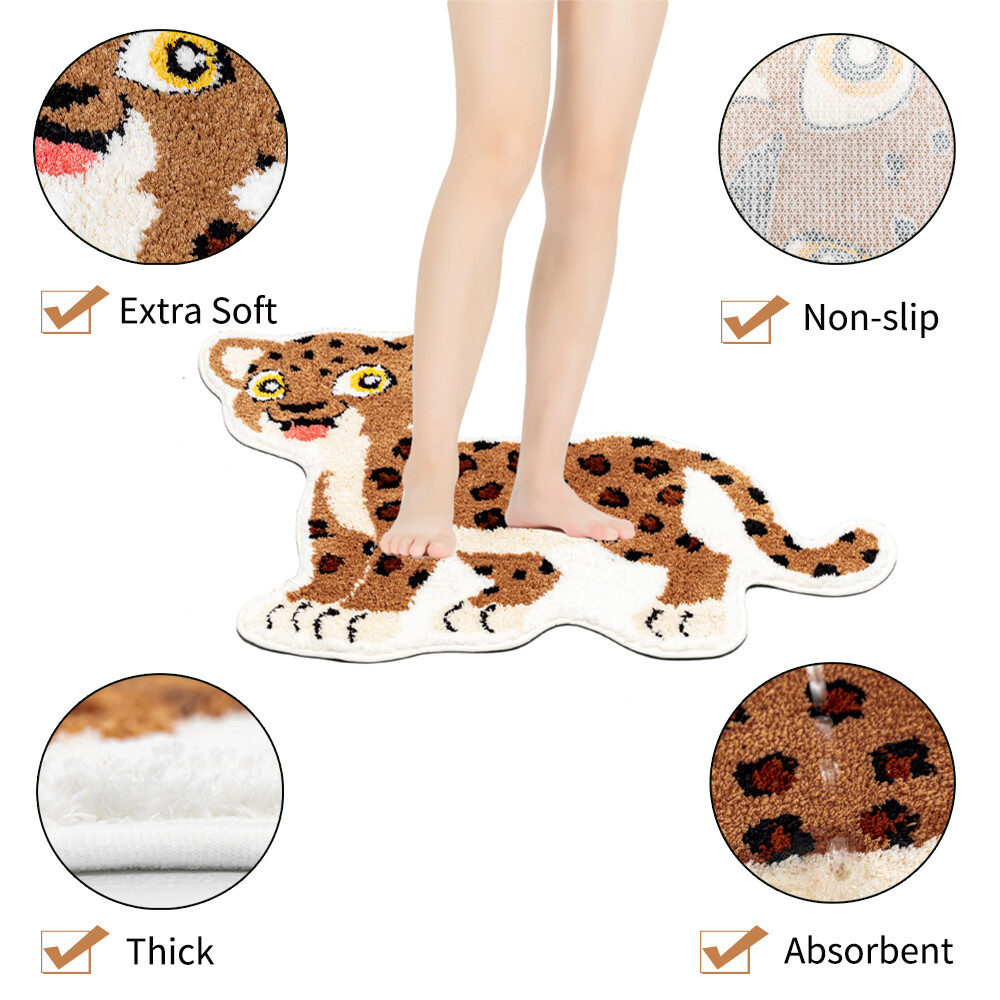 Brown Leopard Print Area Rug Faux Animal Rug Hide Cute Decor Carpet Floor Mats