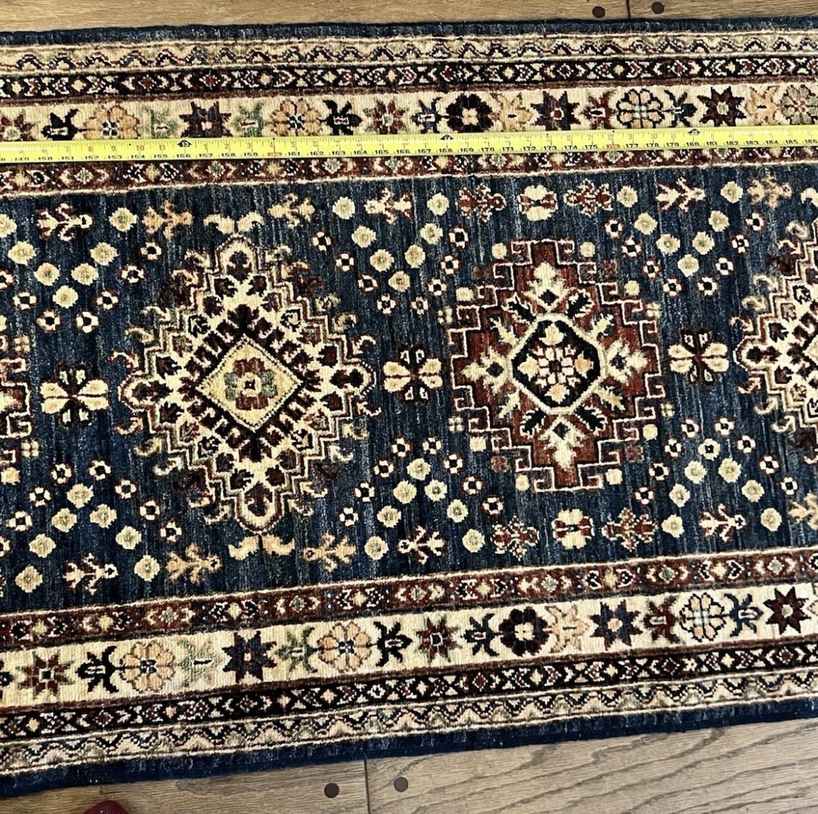 2’6”x 18’ Blue Kazak Hand Knotted Soft Wool Runner Oriental Rug