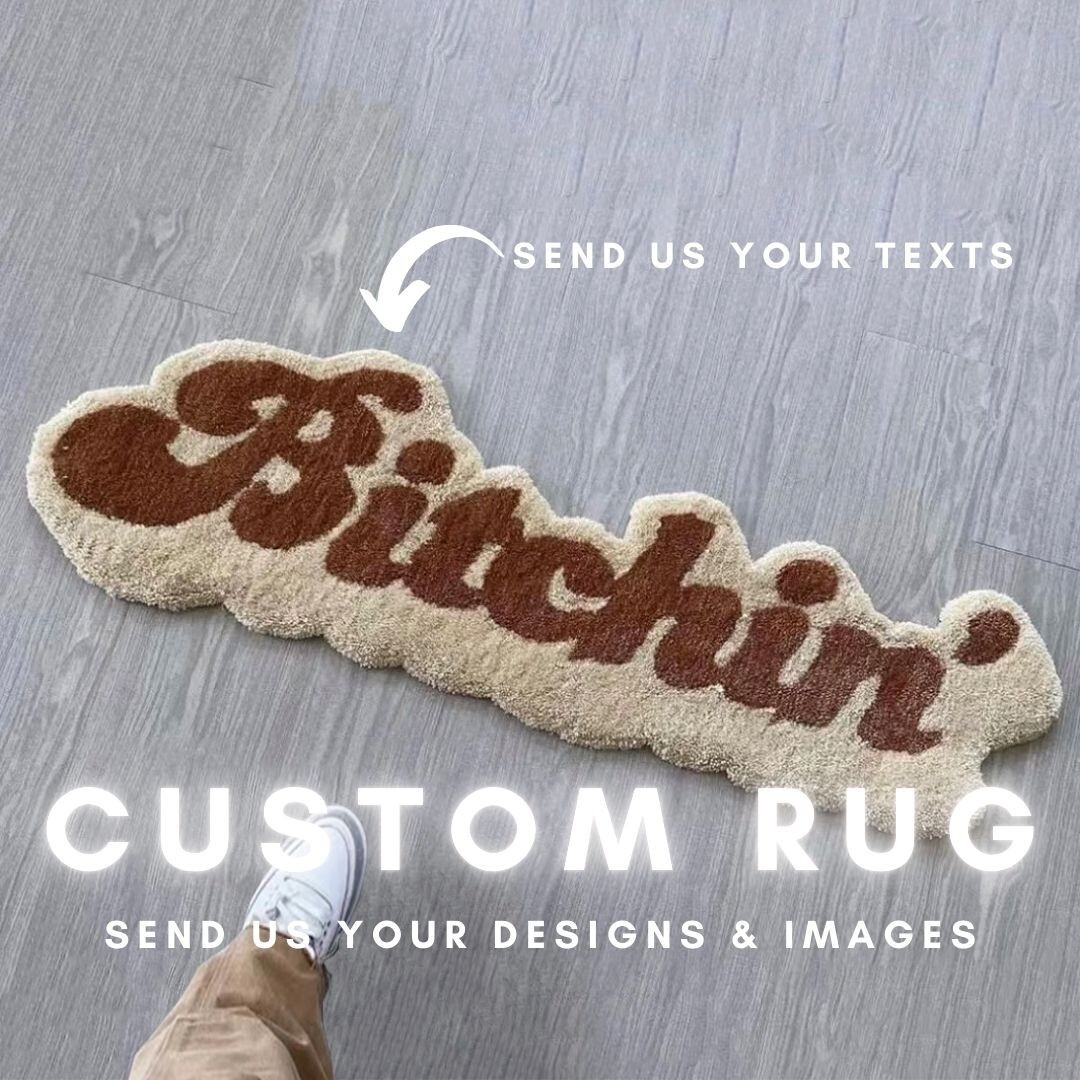 Custom Name Tag Tufted Rug Design | Personalized Shape Anime Hand Tufted Rug