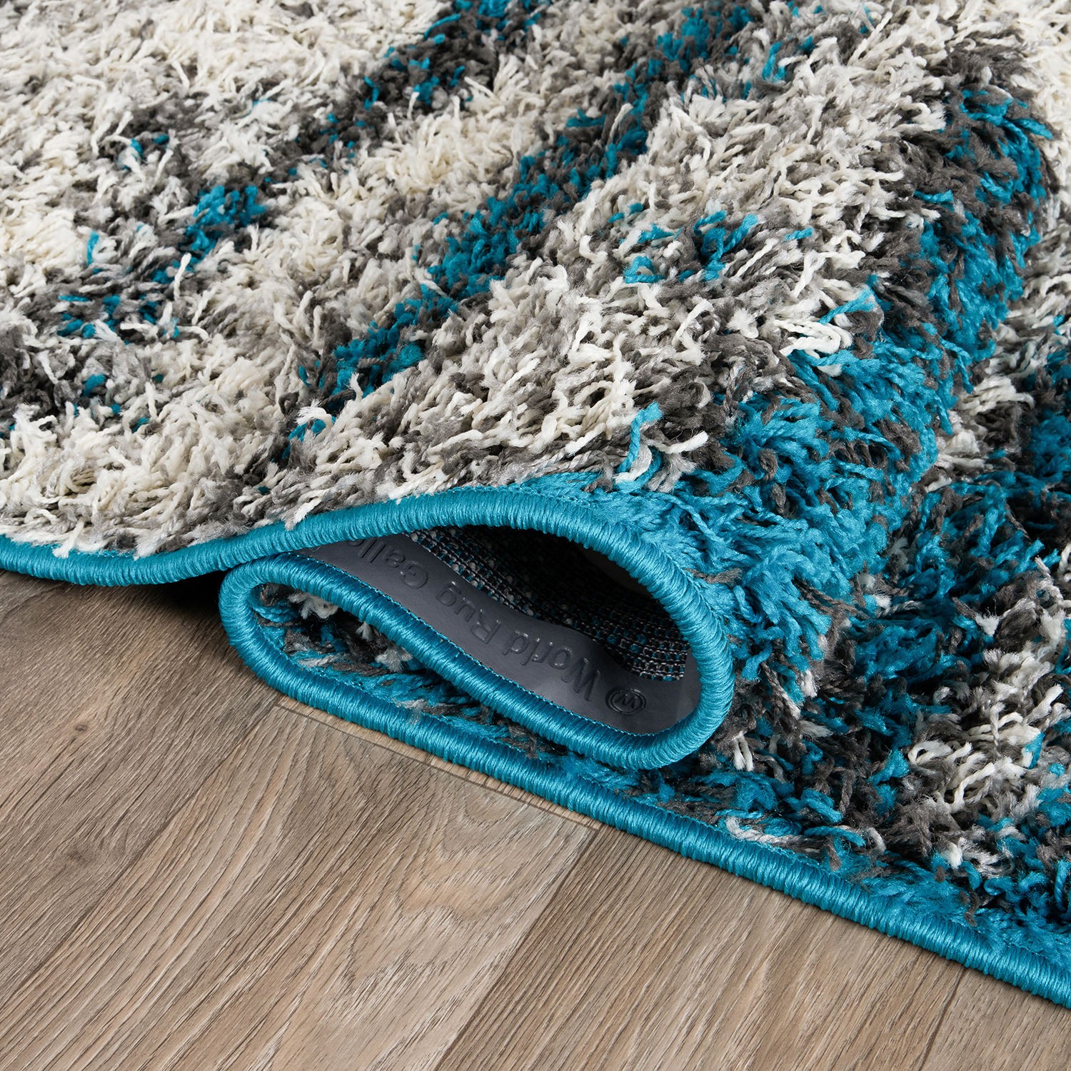 Rugshop Area Rug Modern Abstract Design Plush Shag Rugs Turquoise Rug 5×7 Carpet