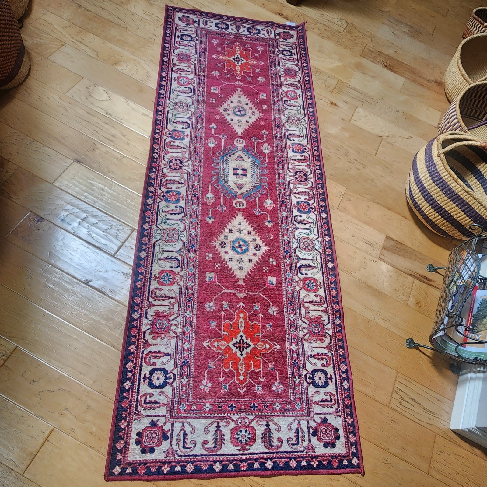 Ruggable Runner Rug Flatwoven Washable Cambria Ruby Kilim Cover ONLY 2.5 X 7′