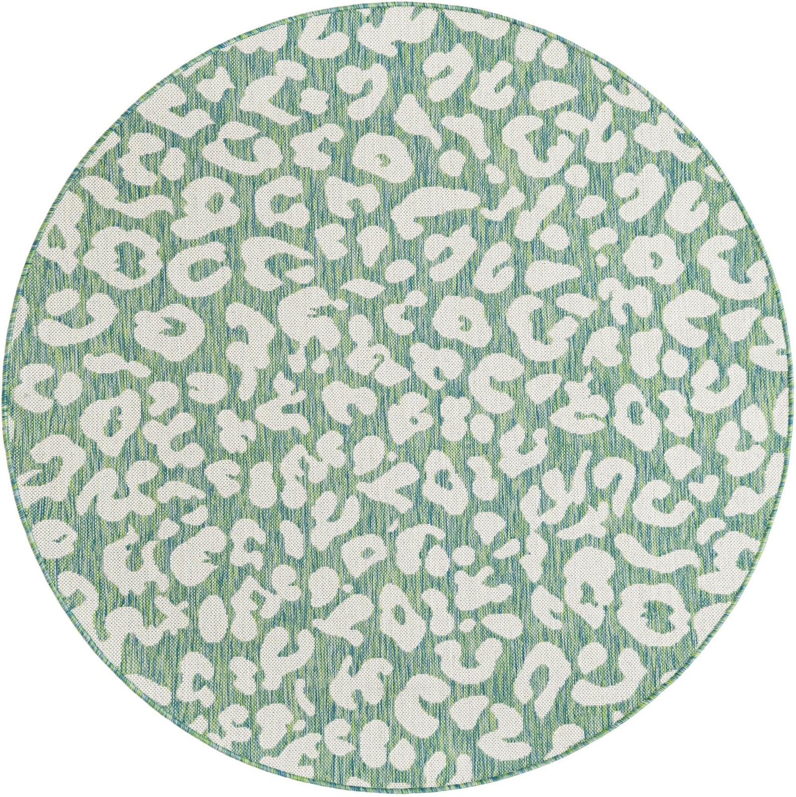 Unique Loom Outdoor Safari Collection Area Rug 5’3″ Round Leopard Green