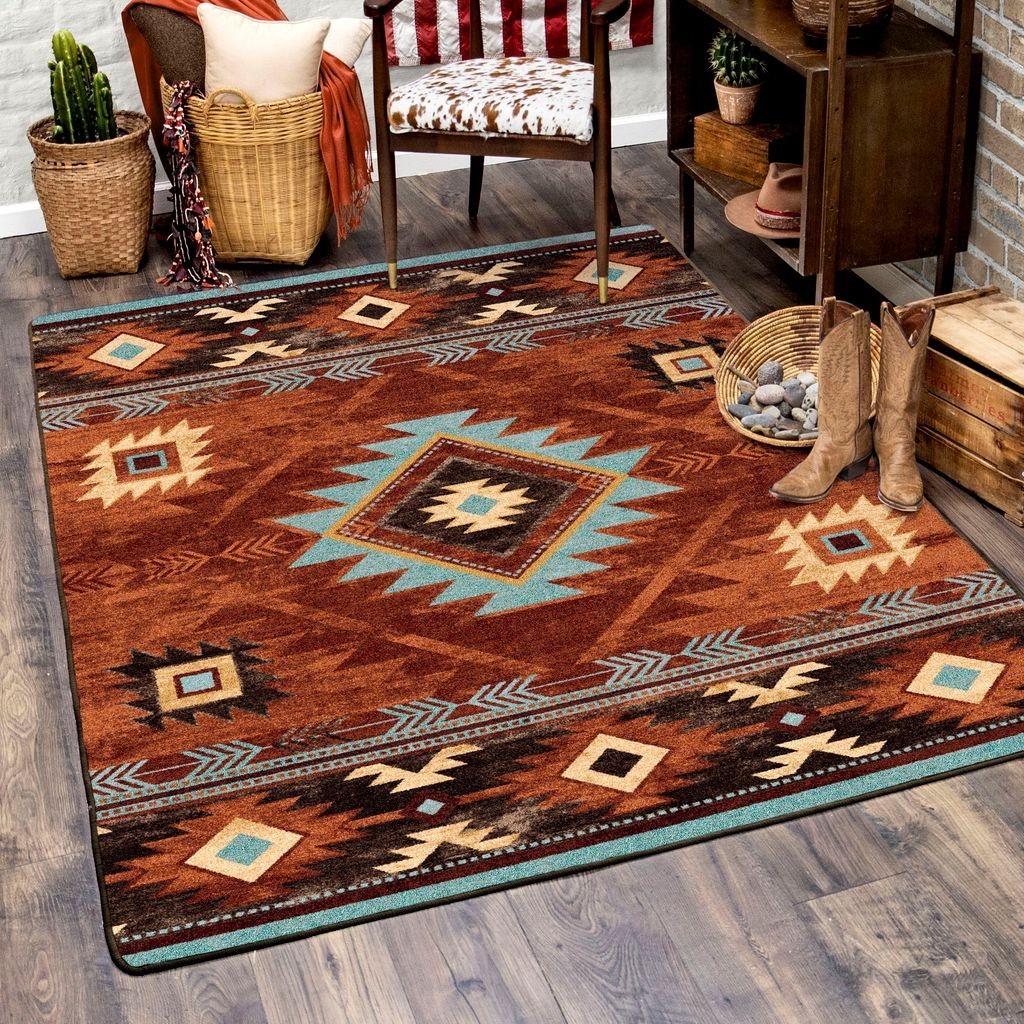American Dakota Whiskey River Rust Southwest Ranch Country Area Rug 11’x13′