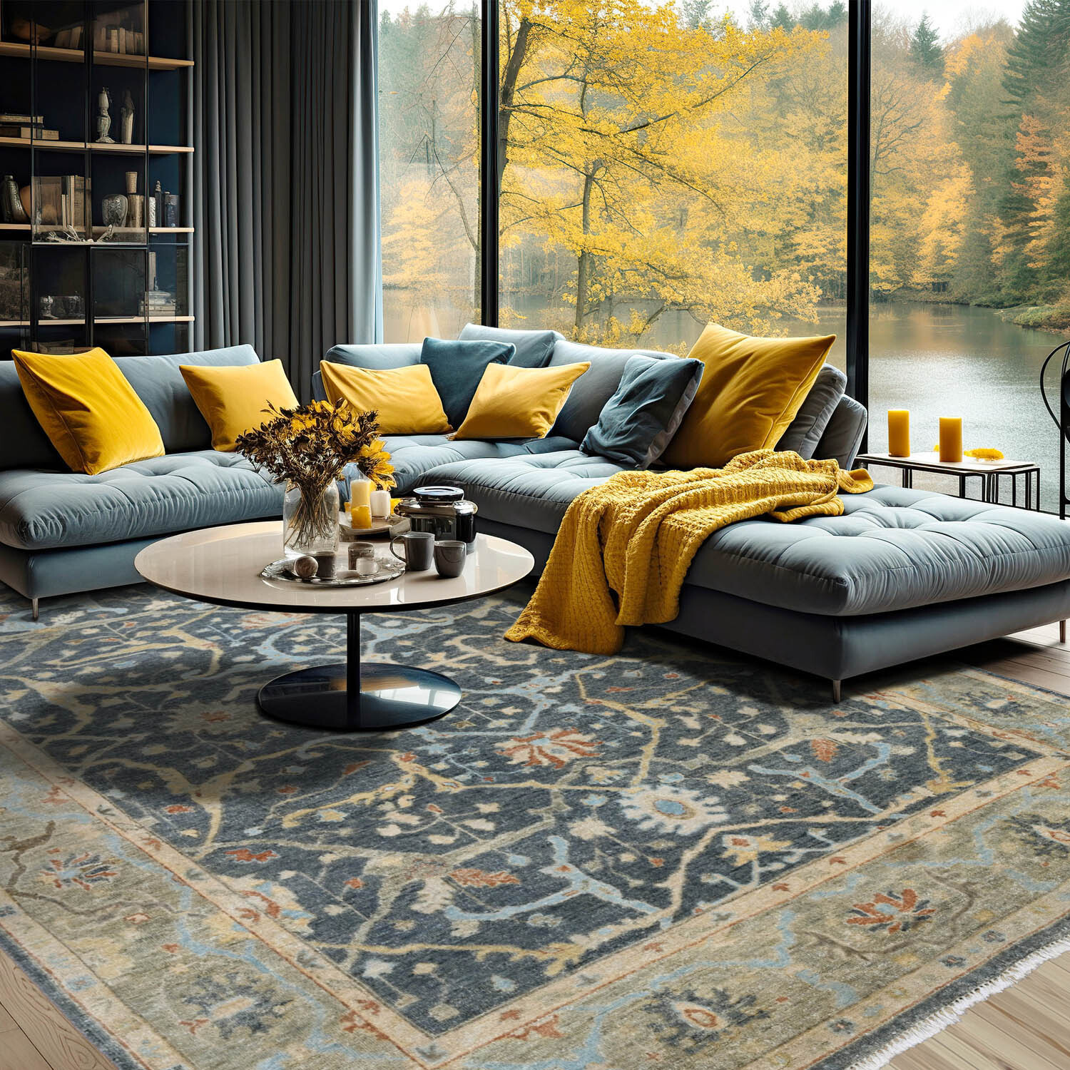 LoomBloom Multi Size Blue Hand Knotted Traditional Oushak Wool Area Rug