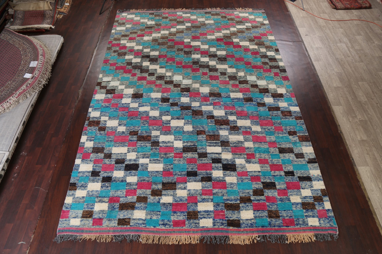 Multicolor Checkered Moroccan Large Rug 10×15 Ft Oriental Living Room Area Rug
