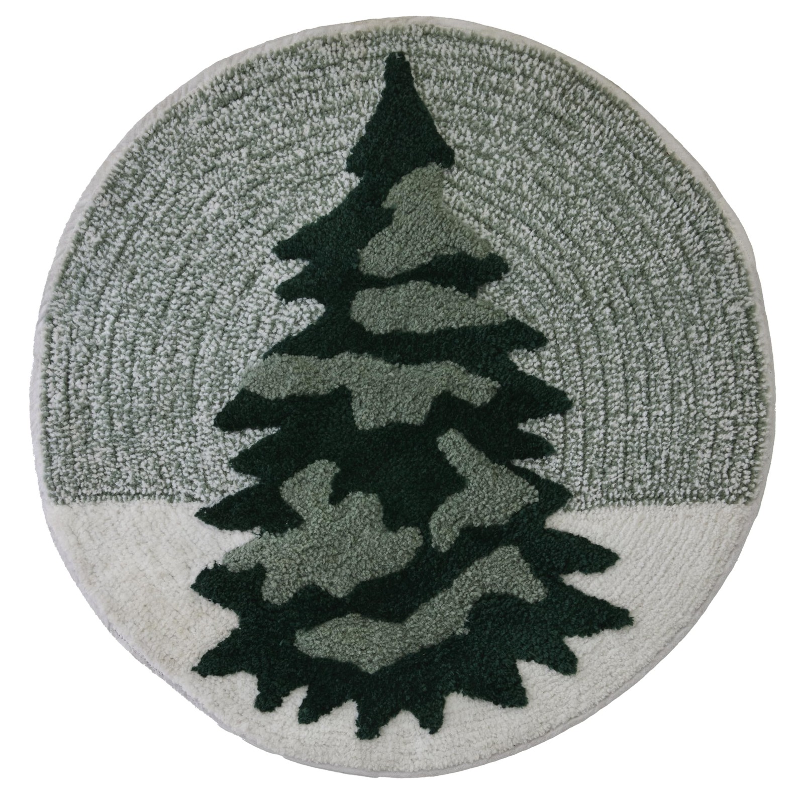 Green Christmas Winter Pines Cotton Bath Rug Plush Absorbent Slip Resistant