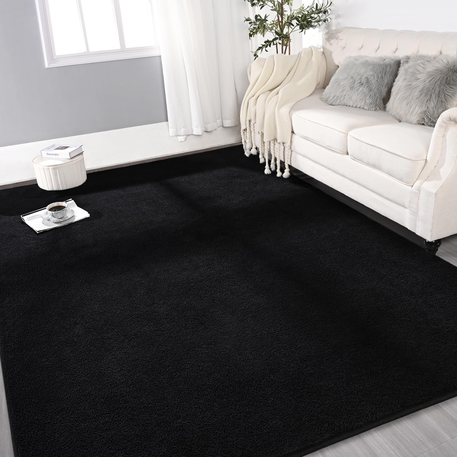 Large Ultra Soft Modern Area Rugs for Living Room Bedroom, 5×8 Feet Black Thi…