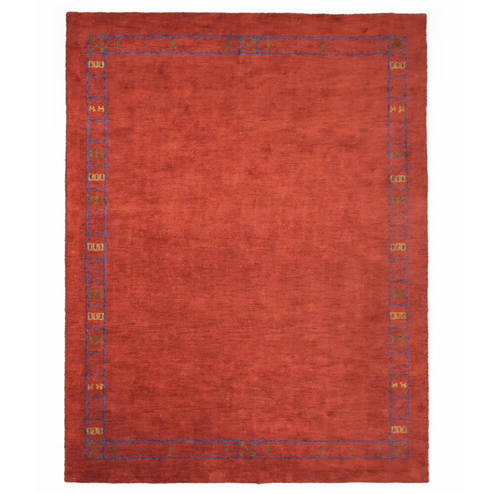 Eco-Friendly Hand Knotted Loom Silk Mix Area Rug Contemporary Rust BBLSM225