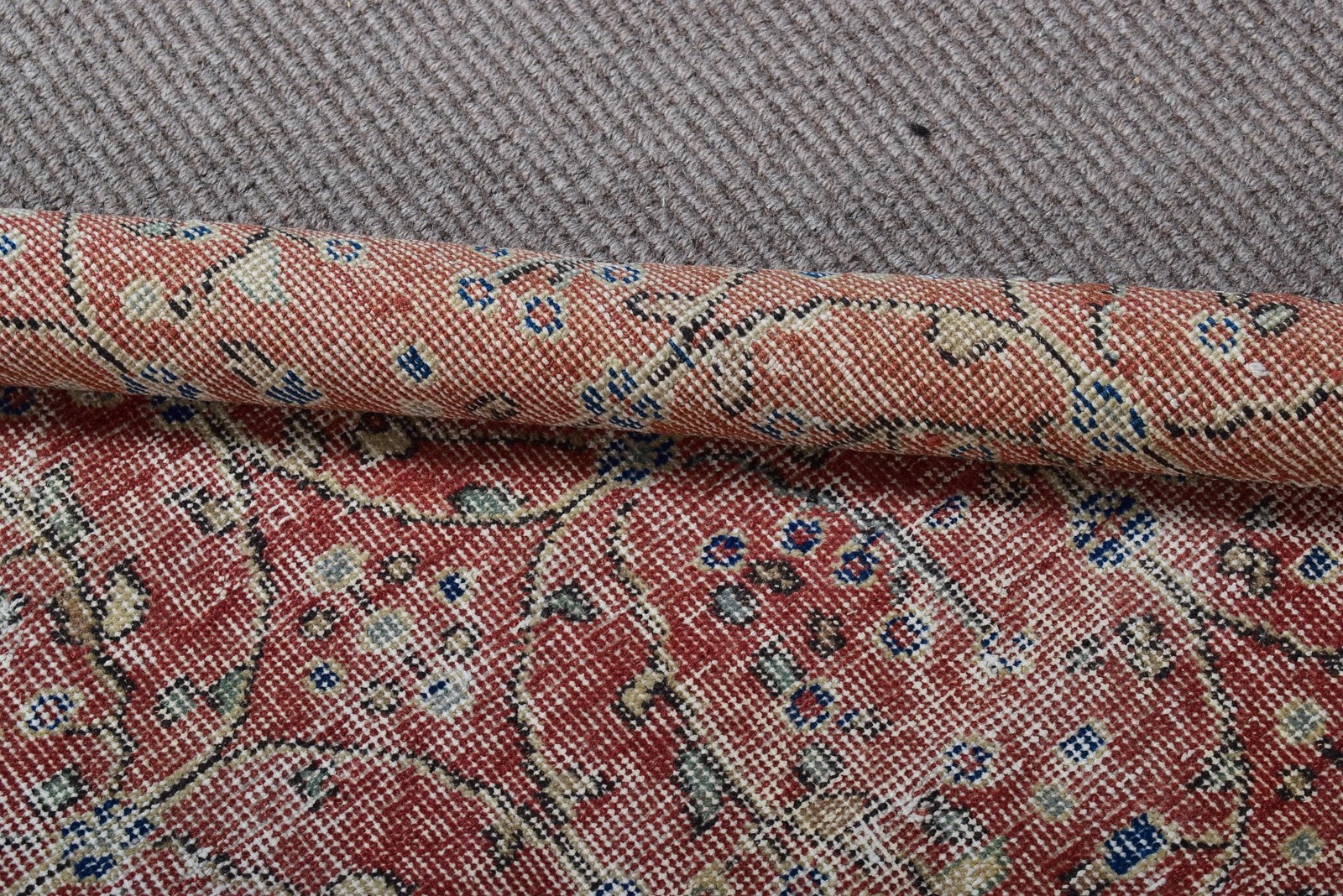 4,4×8,1 ft Area Vintage Turkish Rug, Red Camouflage Wool Rug