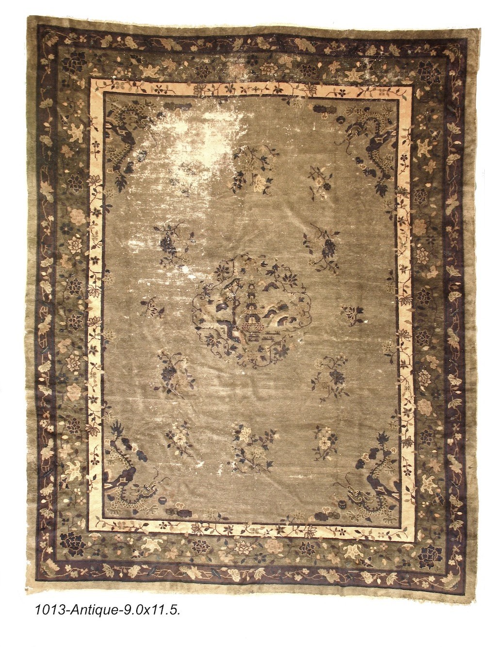Antique Art Deco Chinese Rug 9′ x 11.5′