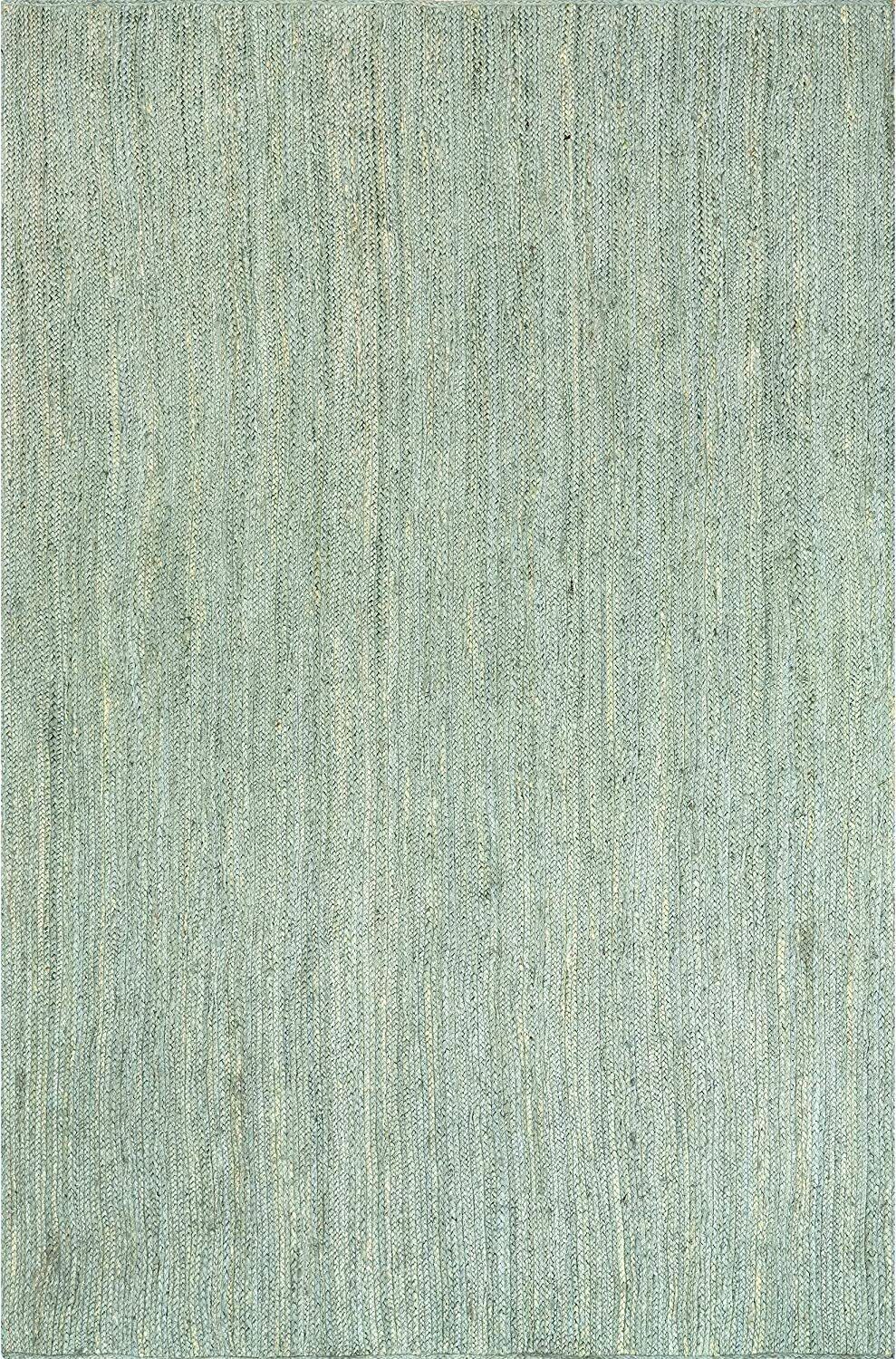 Rug Carpet Jute Sea Green Natural Handmade Braided Farmhouse Decor Rustic Modern