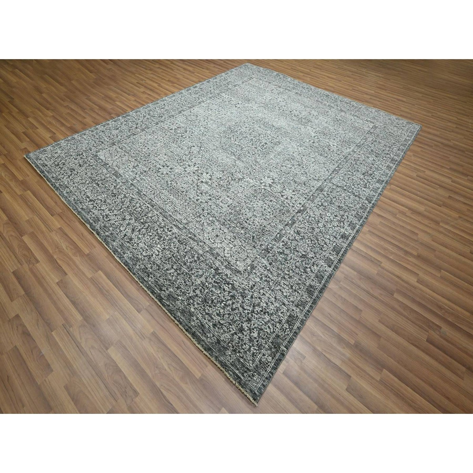 8’1″ x 10’1″ Storm Gray Pre Historic Mamluk Design Hand Knotted Wool Rug R76540