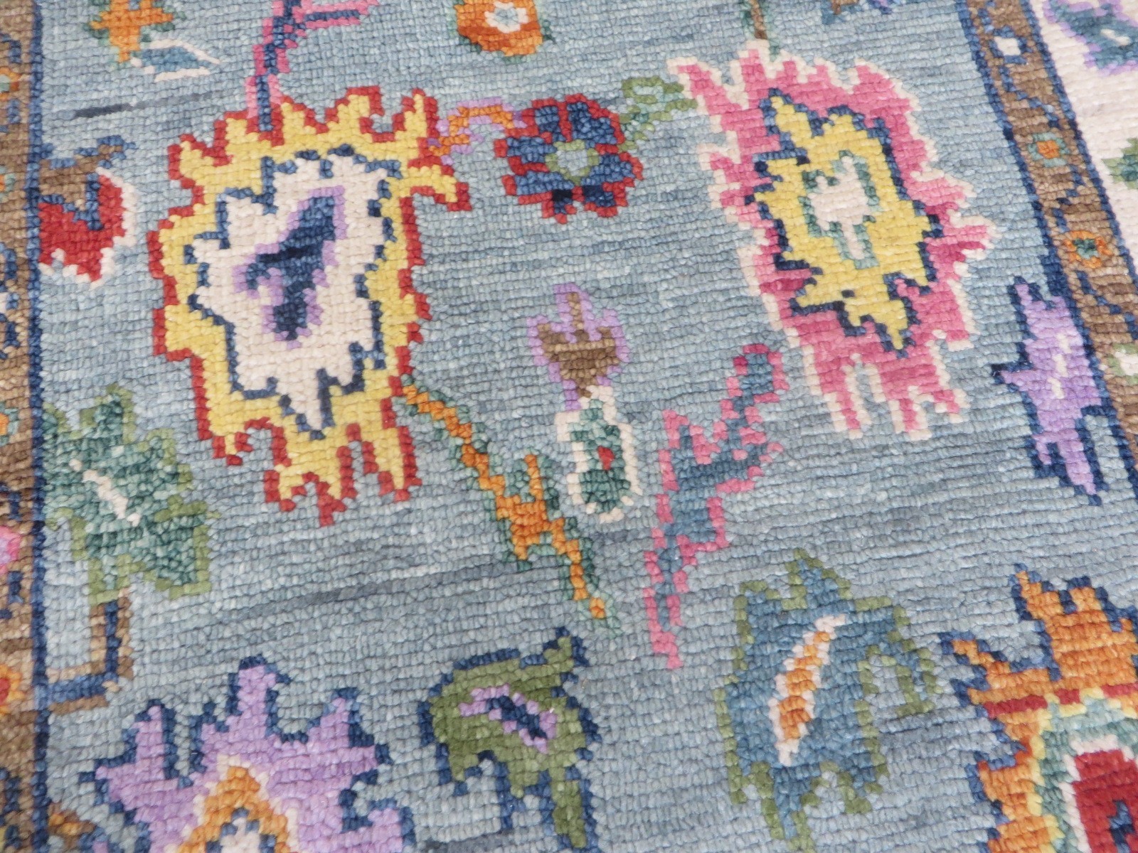 2’10 x 5’11 Runner Hand Knotted Blue Colorful Oushak Oriental Rug G16886