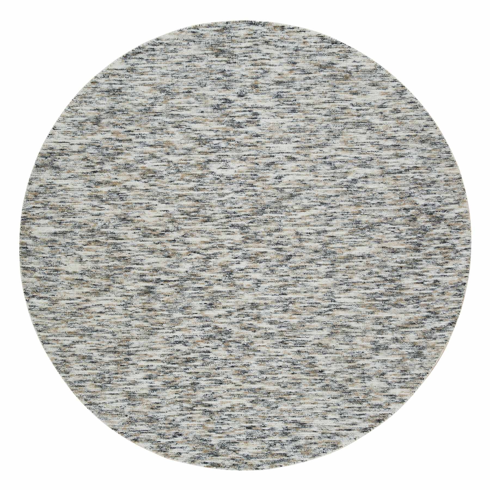 8′ x 8′ Beige Pure Wool Hand Loomed Modern Design Round Rug R65226