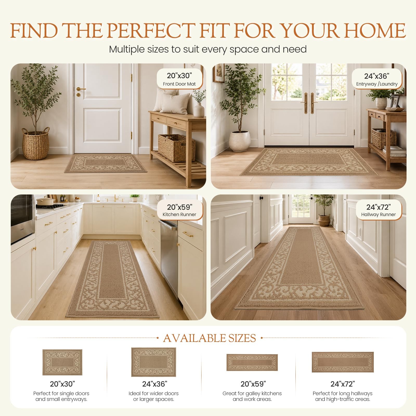 Indoor Welcome Doormat 20×30 Inch – Non-Slip Low-Profile Entryway Mat for Fro…