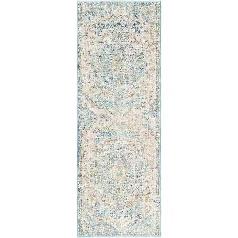 Demeter Teal/Saffron 2 Ft. 7 In. X 7 Ft. 3 In. Runner Rug Free Shipping New