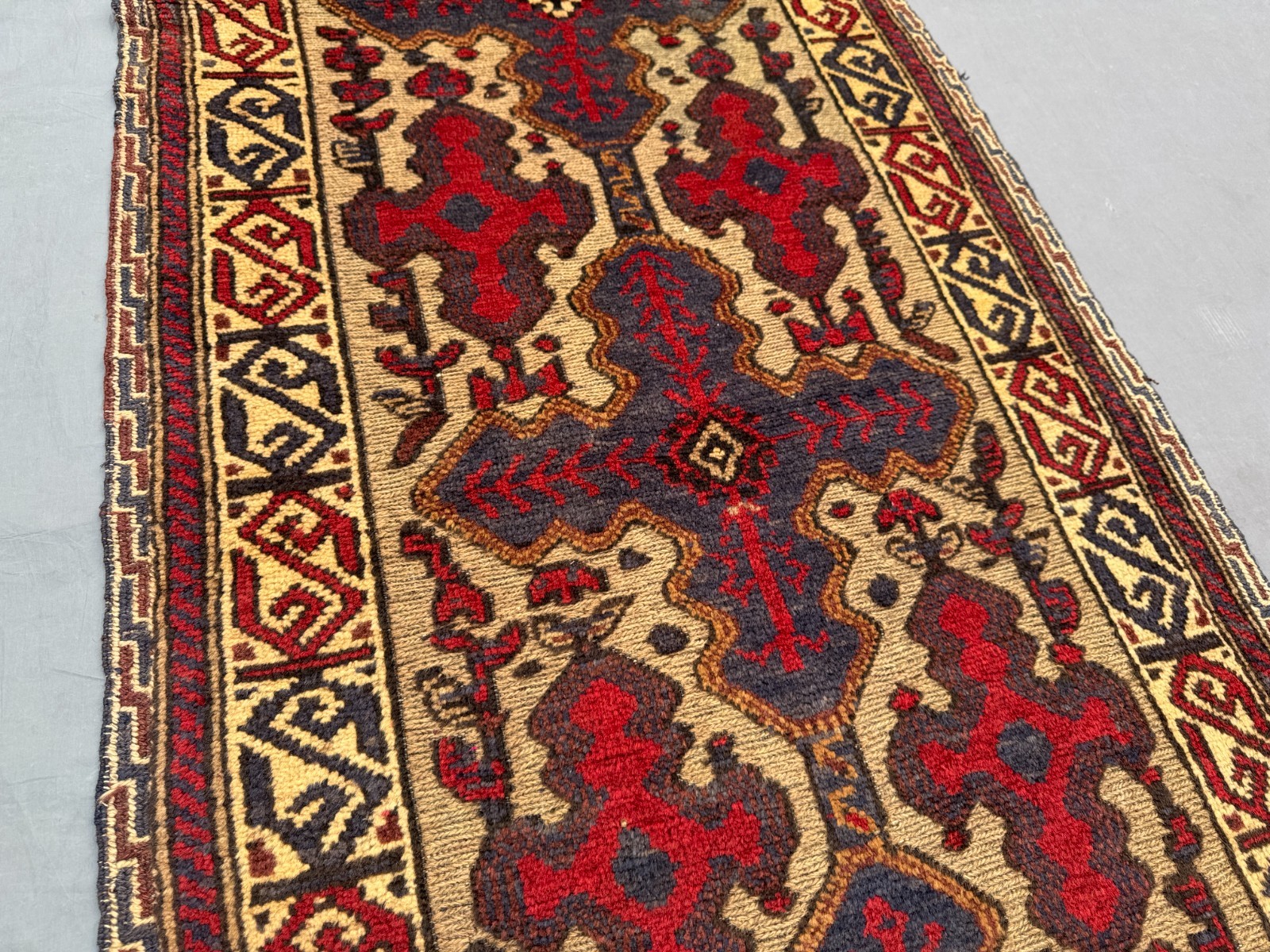 2’5 x 12’2 Ft Striking Baluchi Tribal Runner Rug – Vintage Geometric Wool Carpet