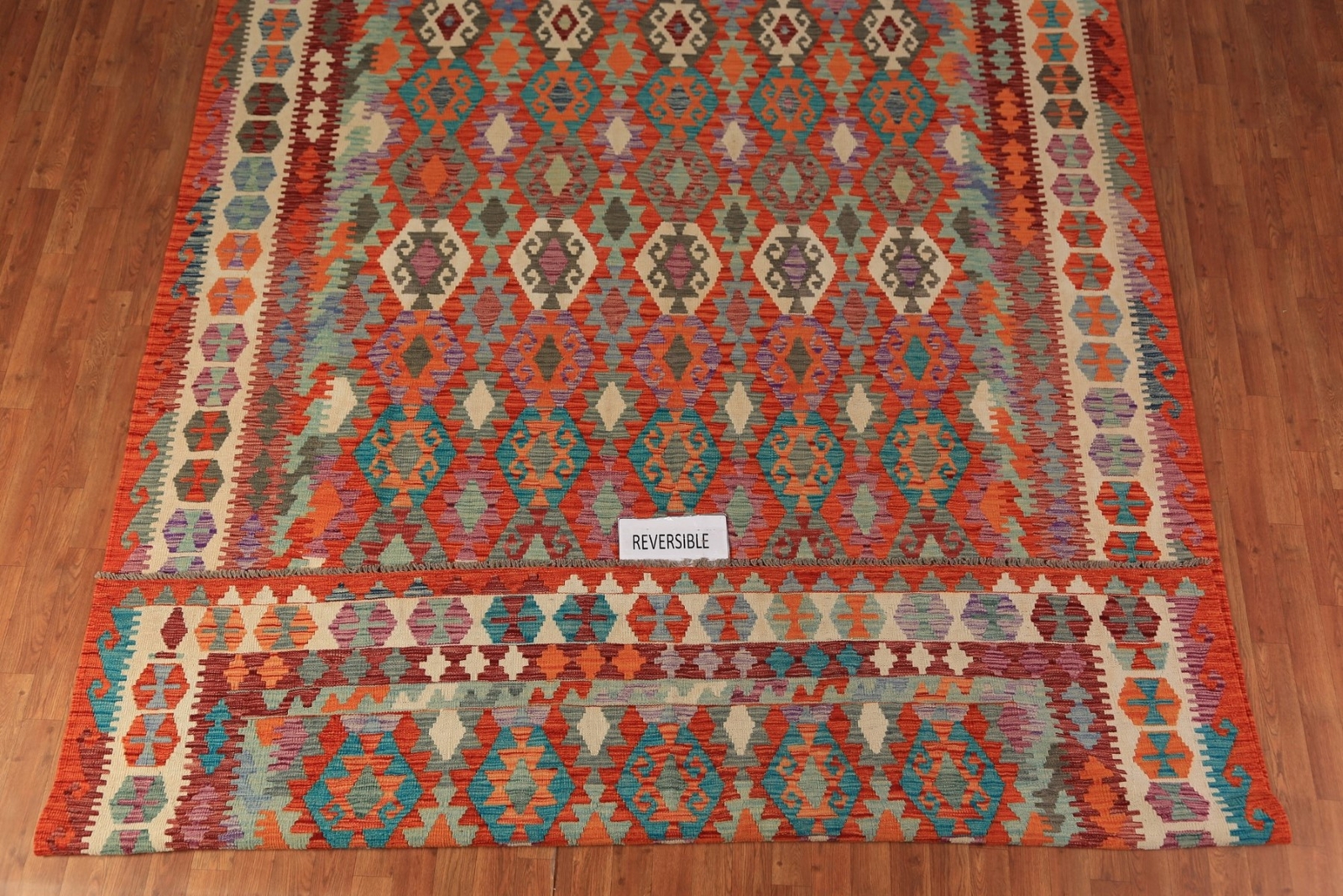 Rust Color Kilim Rugs Rectangle Flatweave Pile Wool Kelim Carpets 9×11 ft