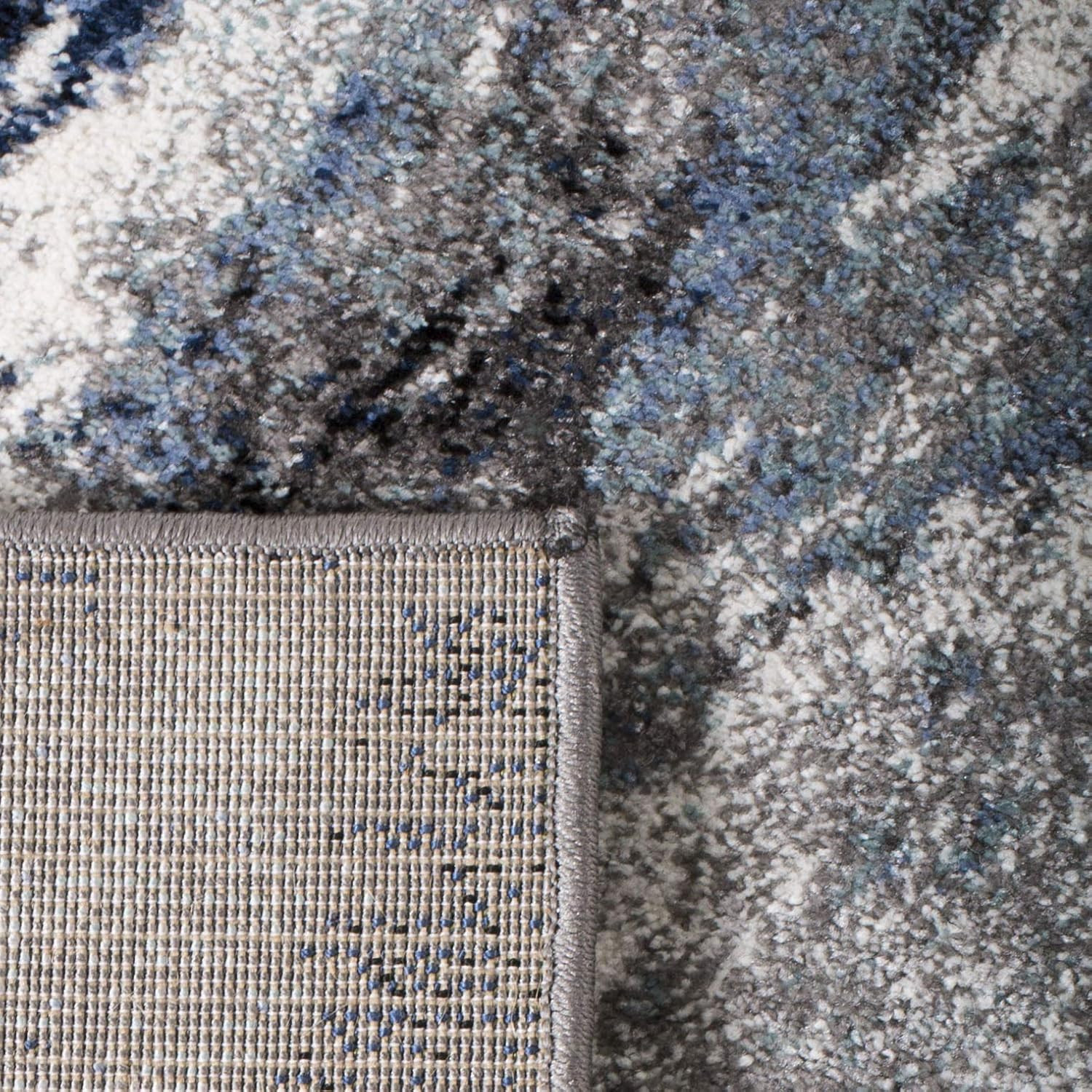 SAFAVIEH Galaxy Collection Area Rug – 12′ Square, Blue & Grey, Modern Abstract D