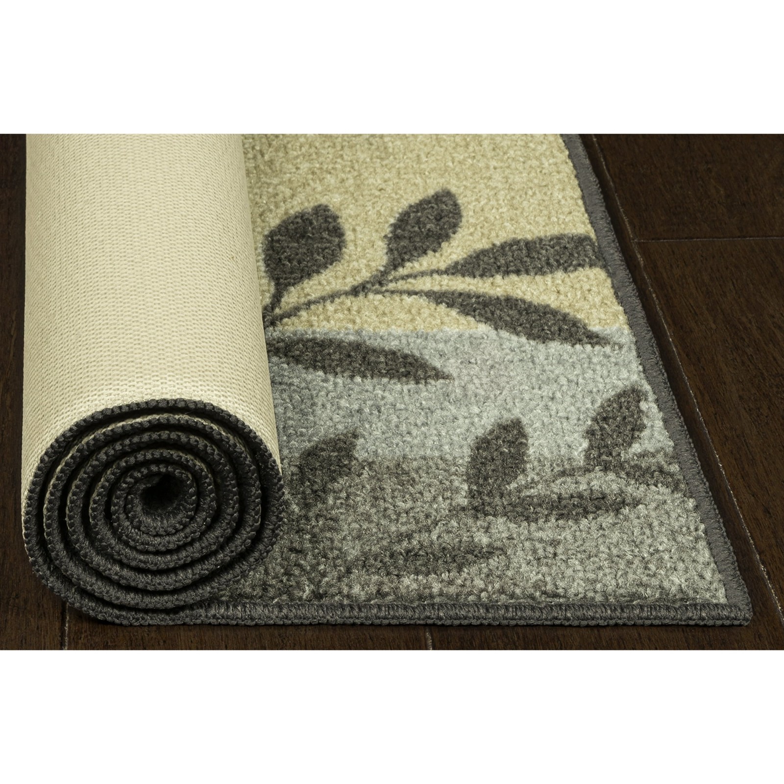 Mainstays Traditional Leaf Block Gray Indoor Hallway Runner Rug, 1’8″x5′ Durable