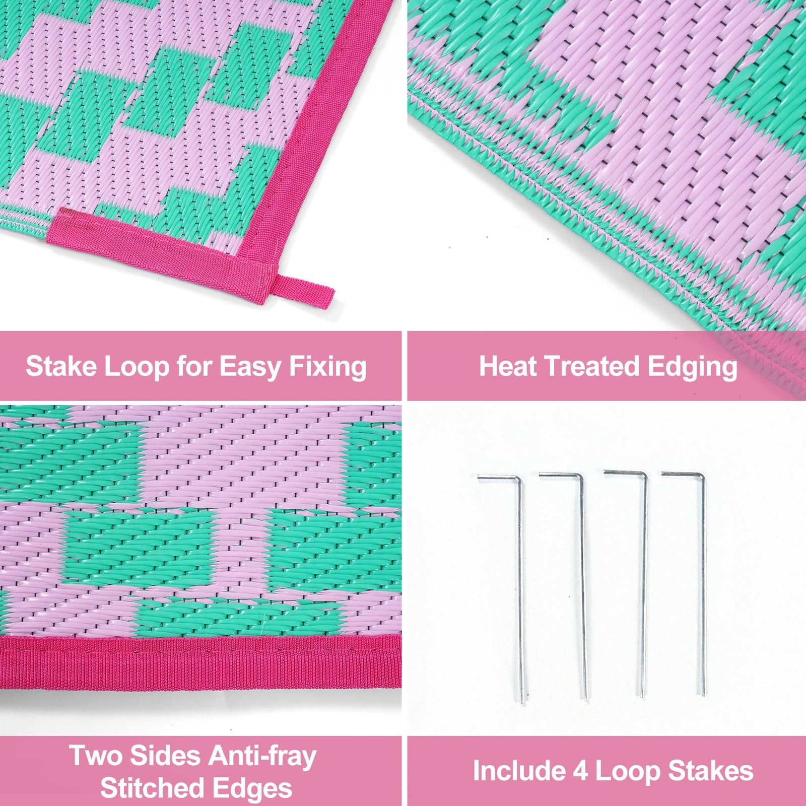 Anidaroel Ombre Outdoor Area Rugs 8×10 Waterproof, Reversible Plastic Straw O…