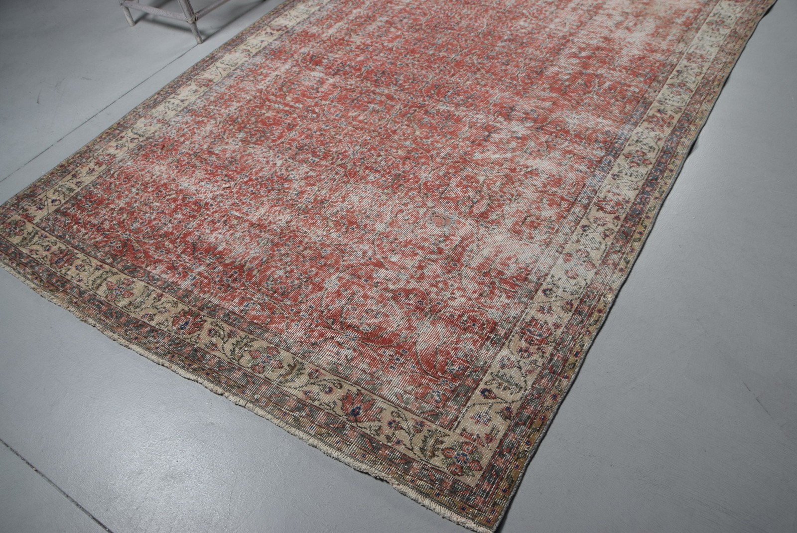6,2×9,6 ft Turkish Large Rug, Red Blue Vintage Moroccan Wool Rug