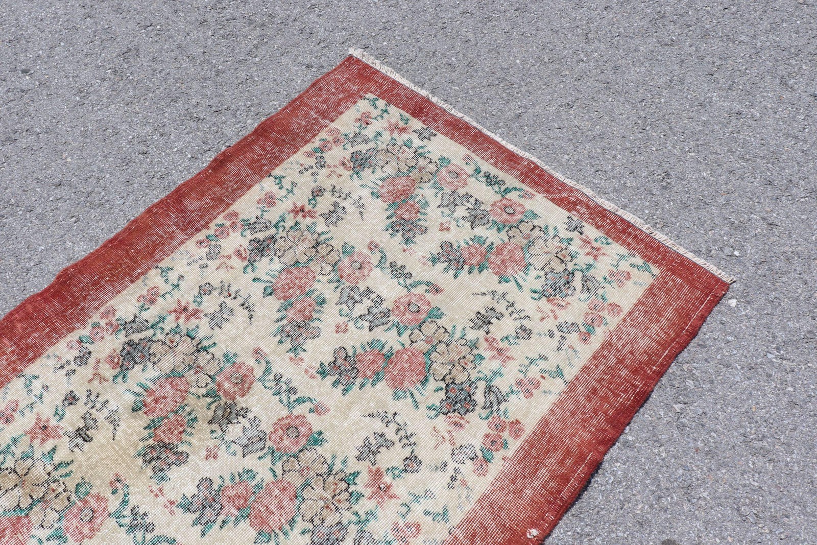 3,7×6,8 ft Vintage Area Rug, Turkish Red Camouflage Rug