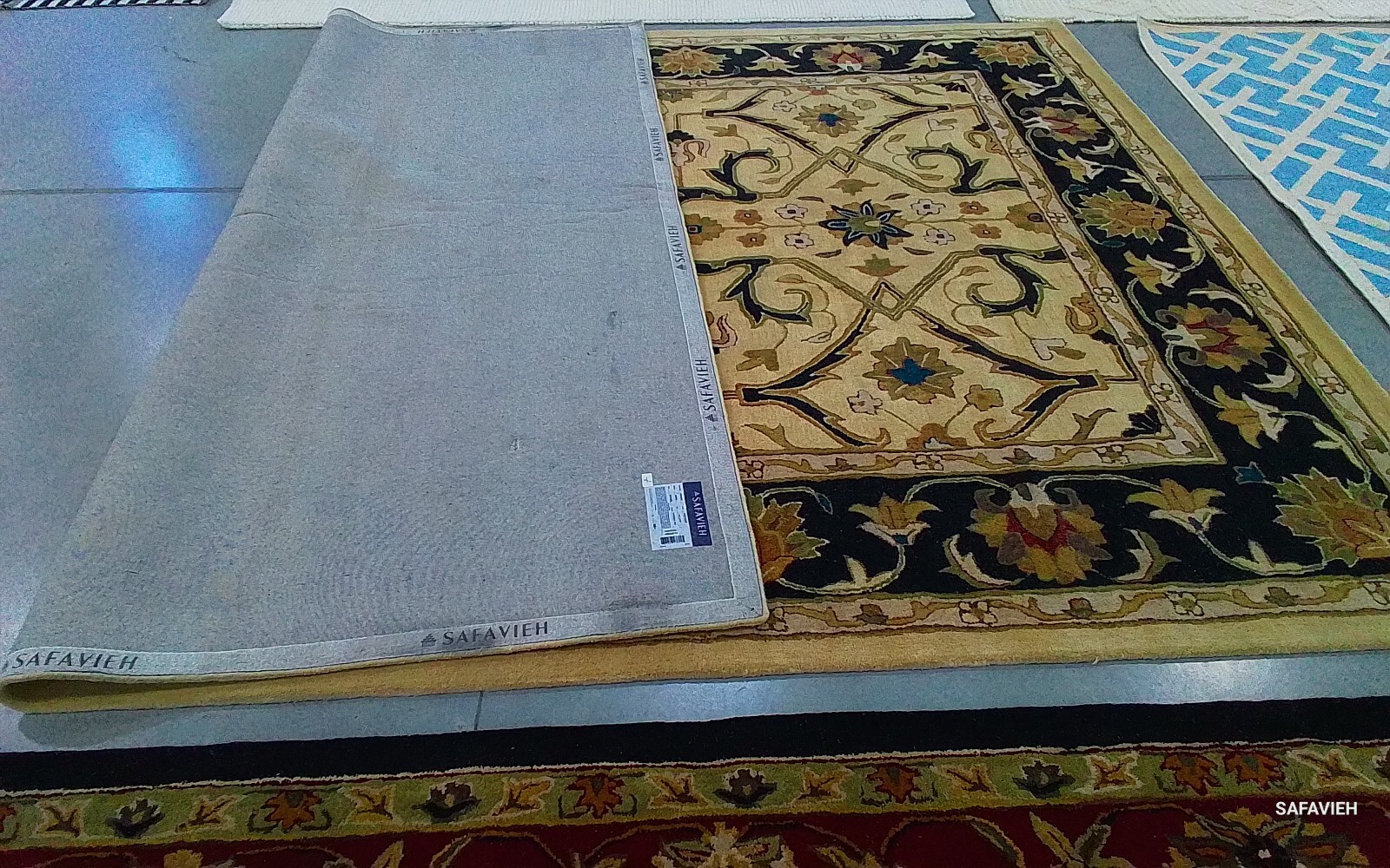 IVORY / BLACK 9′-6″ x 13′-6″ Back Stain Rug, Reduced Price 1172773432 HG644C-10