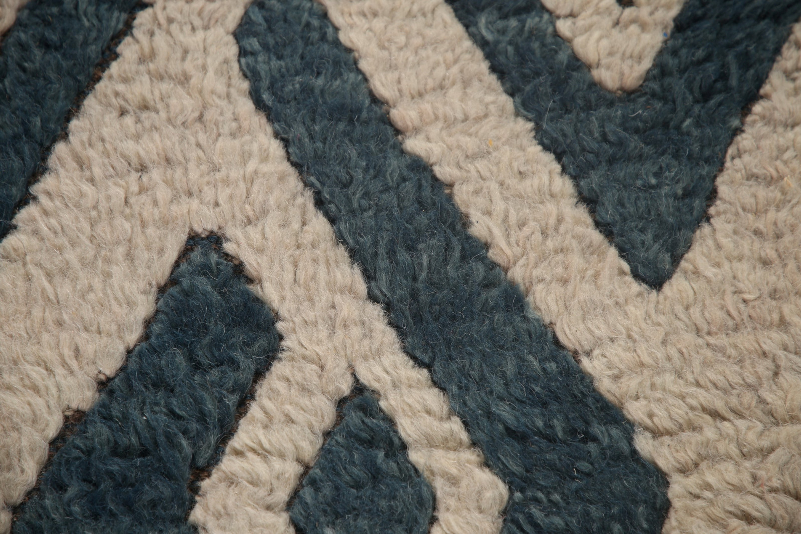 Ivory/ Blue Moroccan Shaggy Oriental Rug Wool Handmade Room Size Carpet 8×10