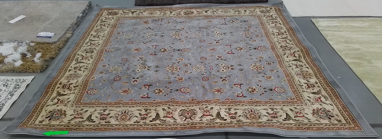 LBLUE / IVORY 9′-0″ x 9′-0″ Back Stain Rug, Reduced Price 1172797677 LNH312B-9SQ