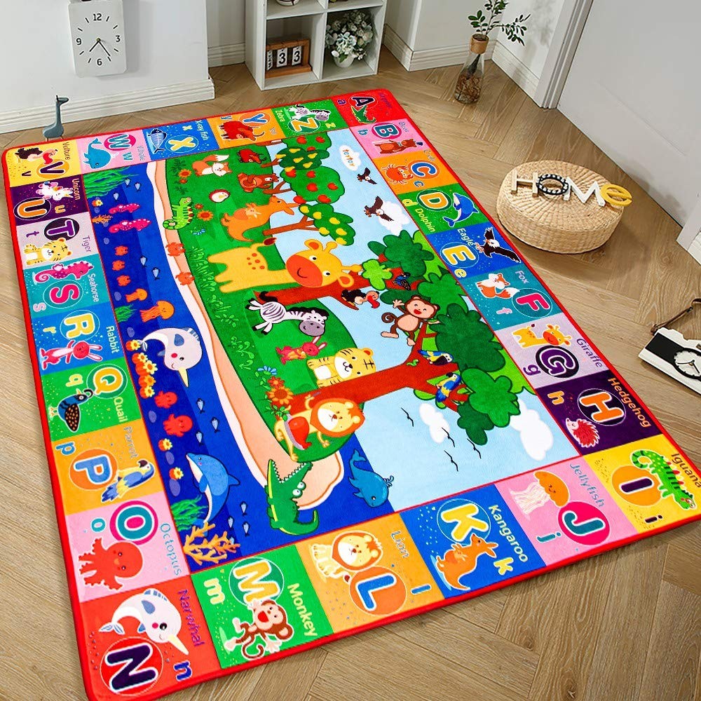 Baby Play Mat 0.6cm Thick 59.5×44.1in Cotton Crawling Mat – Soft Non-Slip