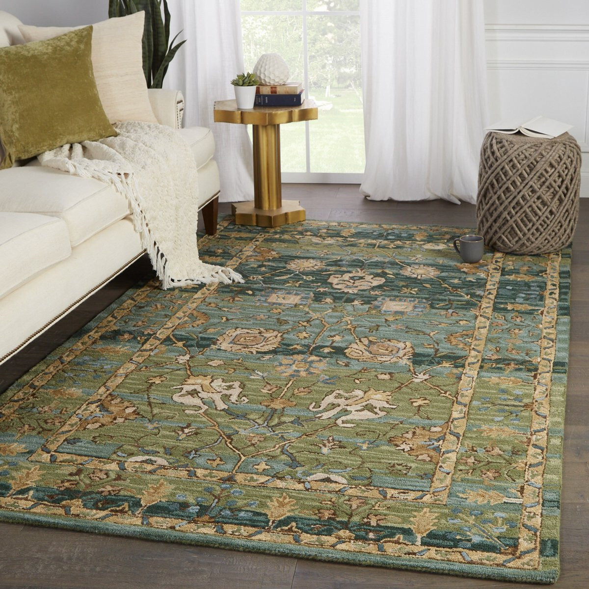 Designer Corla Traditional Hand Hooked Wool Green Area Rug **FREE SHIPPING**