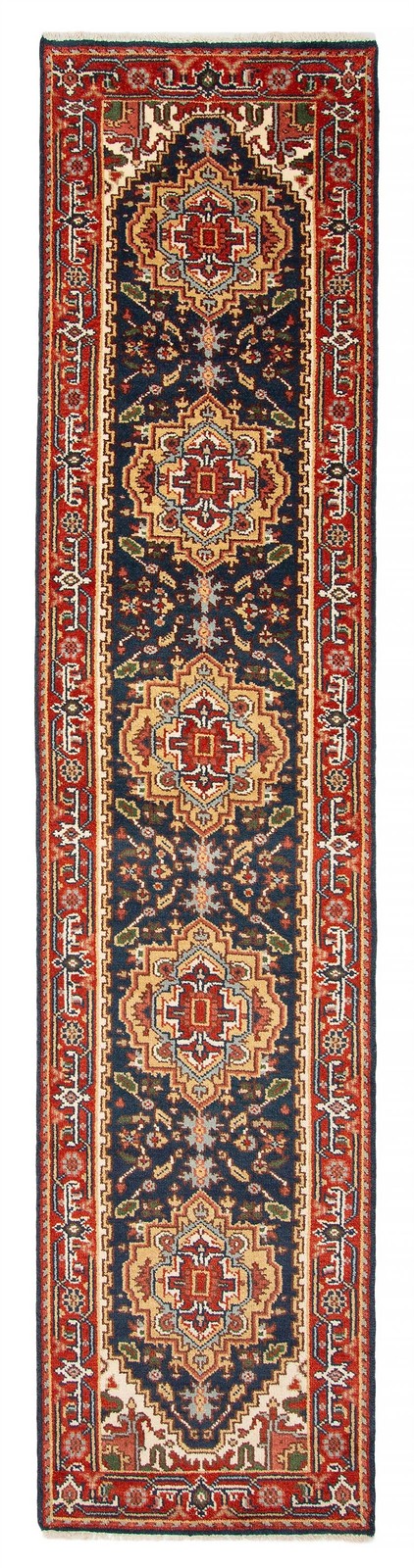 Vintage Hand-knotted Runner Rug 2’8″ x 11’1″ Traditional Oriental Wool Carpet