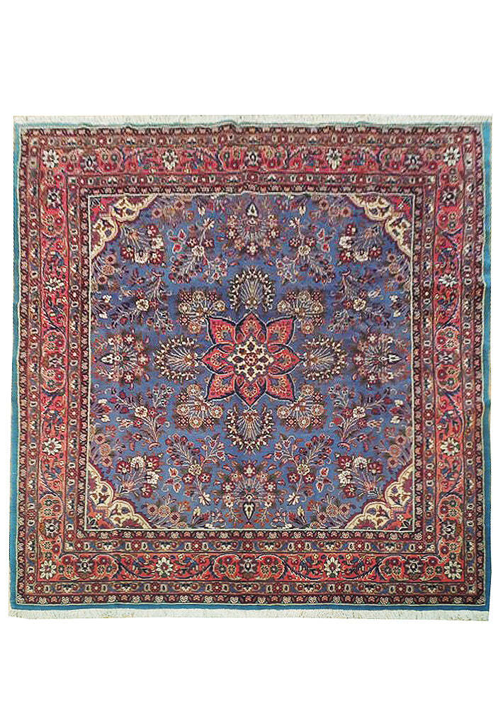7×7′ Blue Fine Traditional Saroouk Rug 72351