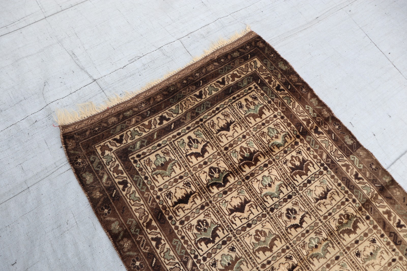 3×4 Beige Afghan Tribal Rug 90×130 cm Oriental Turkmen Rug, Bedroom, Office Rugs
