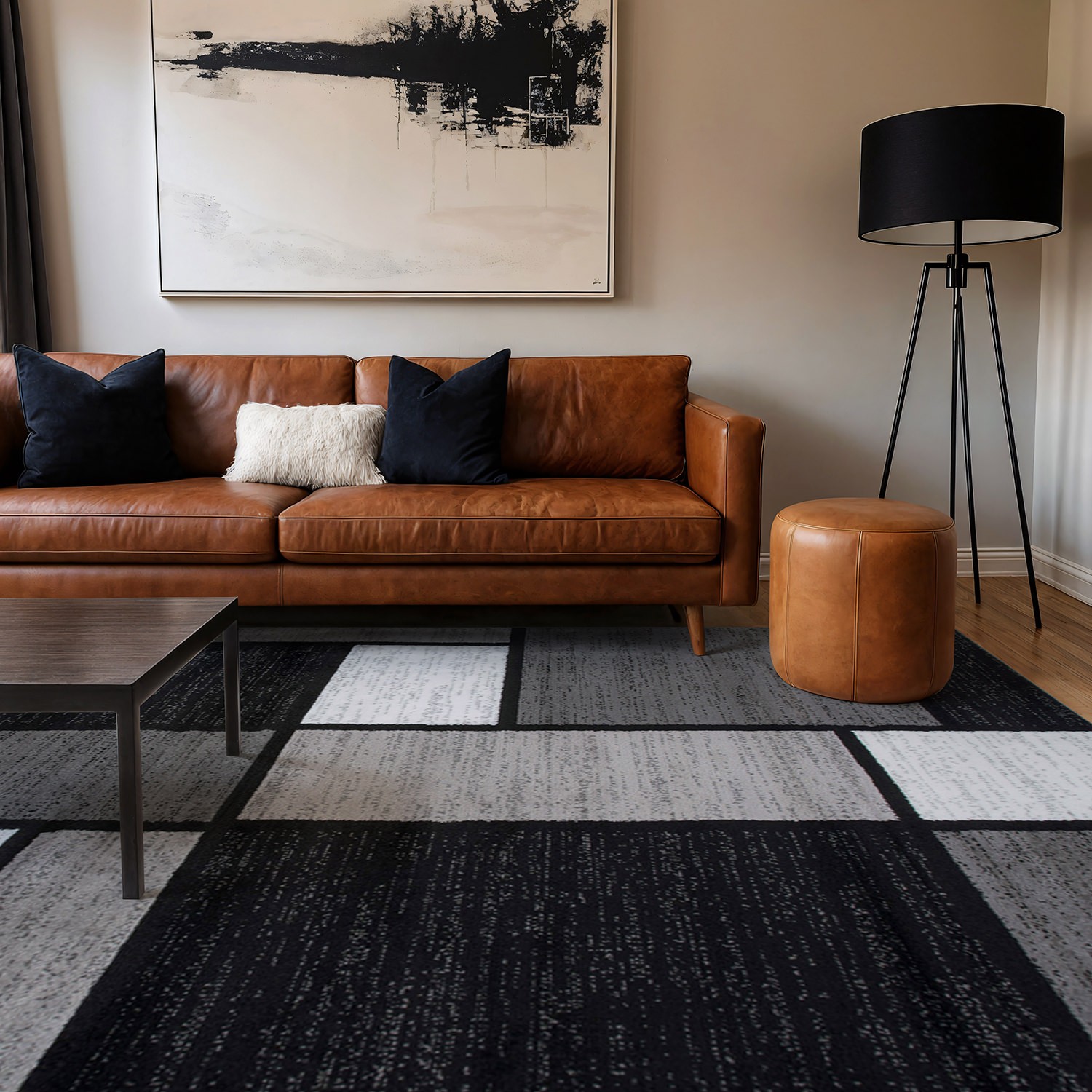 Rugshop Area Rug Contemporary Modern Boxed Color Block Rugs for Living Room 8×10